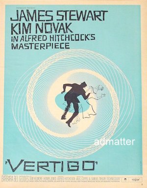 Vertigo 1958 Movie Poster Ad Alfred Hitchcock Saul Bass