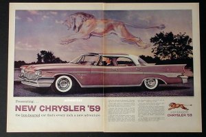 Huge 1959 Chrysler New Yorker Car Ad Flying Lion Cool!