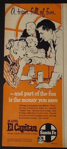 1959 Santa Fe Train Ad El Capitan vintage advertisement