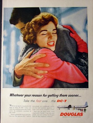 1958 Douglas DC-7 Jet Airplane Vintage Plane DC 7 Ad