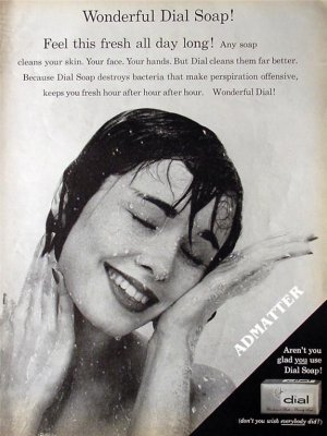 1958 Dial Soap Ad Sexy Model in shower