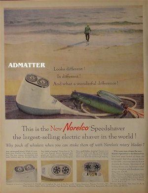 1958 Noreclo speed shaver Ad man surf fishing & lures