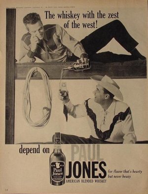 1957 Paul Jones Whiskey Ad Cowboy Zest of the West Ad