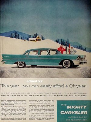 1958 Chrysler Windsor Sedan Car Ad Aztec Turquoise!
