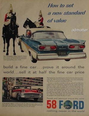 Sweet Ad! 1958 Ford Fairlane vintage car Advertisement