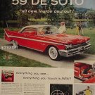 1958 Ford Car Ad featuring a red & white 1959 De Soto