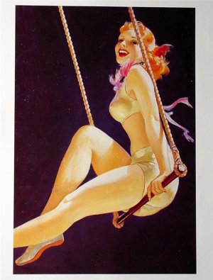 Mounted Pin-up Girl Al Buell Print 8.5 X11 Hot Swinger!