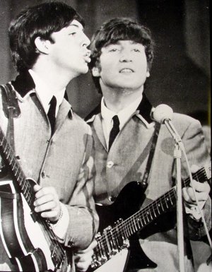 Beatles Poster McCartney Lennon w/ Rickenbacker Guitar