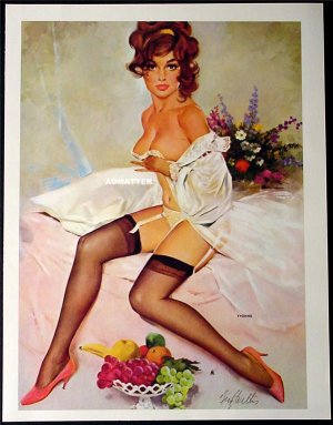 Sexy Hot Vintage 2-sided Pin-up girl print Fritz Willis