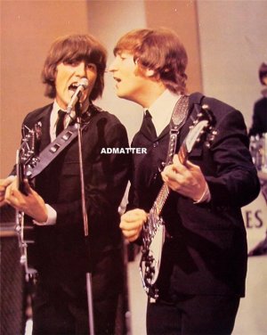 Vint Beatles 2-Sided Poster John Lennon George Harrison