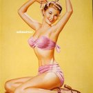 Pearl Frush Sexy Pin-up Girl Print Hot Pink Bikini