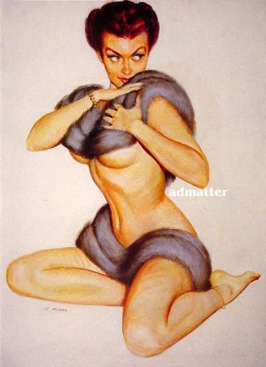 Al Moore Pin-up Girl Poster Wearing only a Mink Stole!
