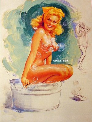 Pin-up Girl Poster T.N. Thompson 8X10 Blonde in Tub!