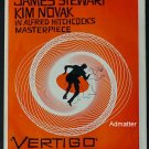 Rare RED Vertigo 1958 Movie Poster Ad Hitchcock S. Bass
