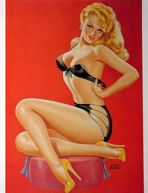 Peter Driben Pin-up Girl Print  HOT Black Bikini Photo!