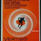 Rare Vertigo 1958 Movie Poster Ad Alfred Hitchcock!