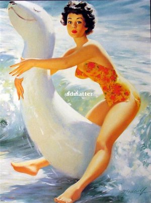 Mounted 9X12 Bill Medcalf Sexy Wet Pin-up Girl Poster!
