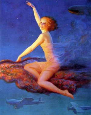 Edward Eggleston Pinup Flapper Girl Riding Magic Carpet