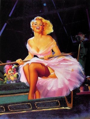Edward Runci Pin-up Girl Hot Pink Dress Roller Coaster