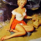 Bill Medcalf  Blonde Pin-up girl print with Puppy Dog!