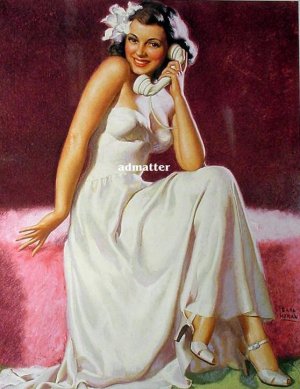 Earl Moran Pin-up Girl Poster Sexy! Talking on Phone