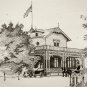 Print of Pen and Ink Drawing of Main Entrance to WFB Resort 1889