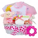 "Pray With Me" Little Lamb Baby Girl Keepsake Gift Basket - Personalized