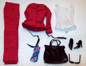 Red Pant Suit +Accesseries-Fashion Only-Barbie-Ensemble