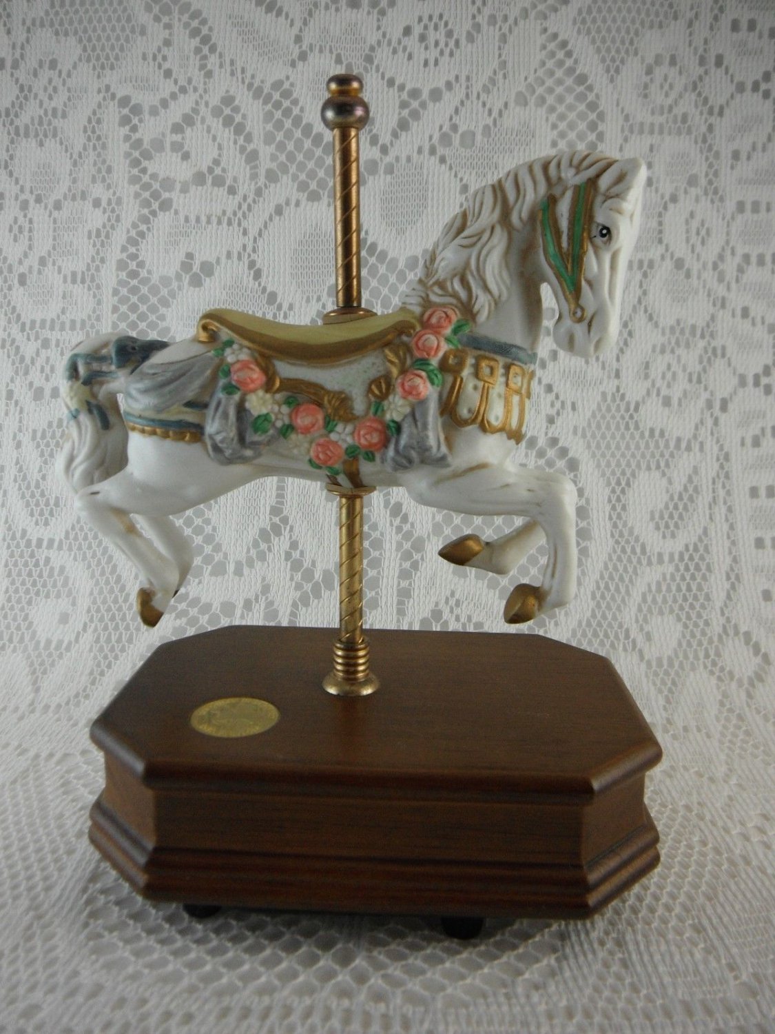 Carousel Collection 2nd Edition Love Story Music Box White Horse Floral