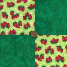 Strawberry Strawberries 4 inch Cotton Fabric Squares Block zk1