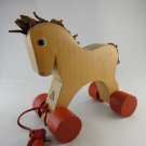 Vintage HABA Horse Wooden Pull Toy Collector Adorable Red Wheels tblprms3