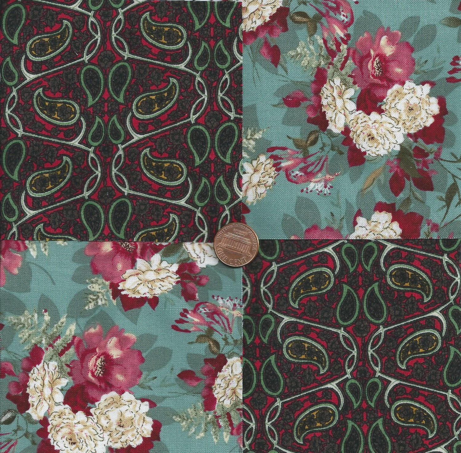 Larger Florals with a Twist Fabric Novelty Quilt SquareS ef
