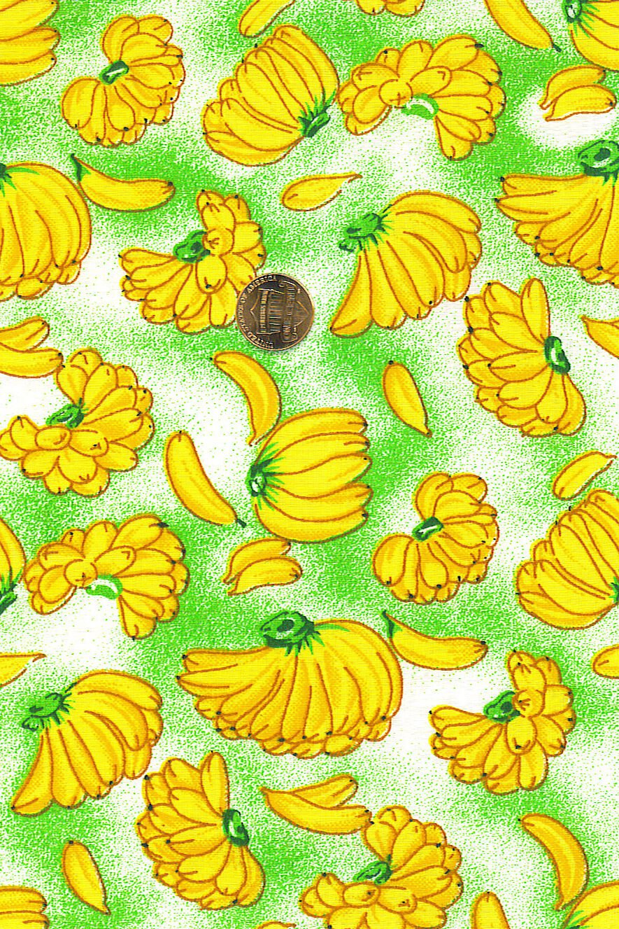 I Spy 6 by 9 inch Green Banana Bananas Bunch of Banana Novelty Fabric 6" x 9"