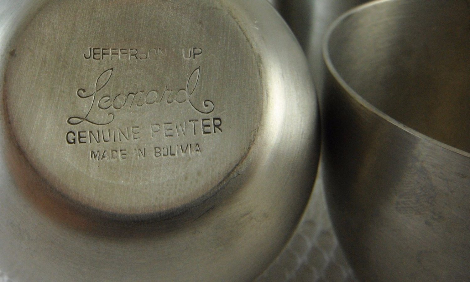 Genuine Pewter Jefferson Cup Leonard Bolivia Set 4 tbljr1