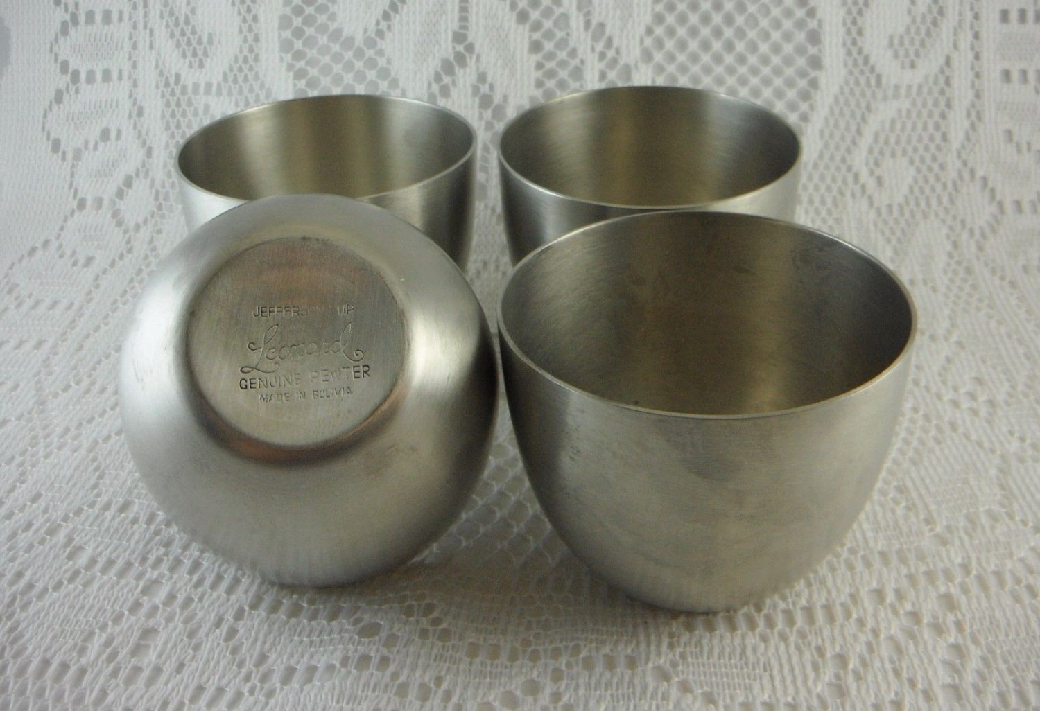 Genuine Pewter Jefferson Cup Leonard Bolivia Set 4 tbljr1