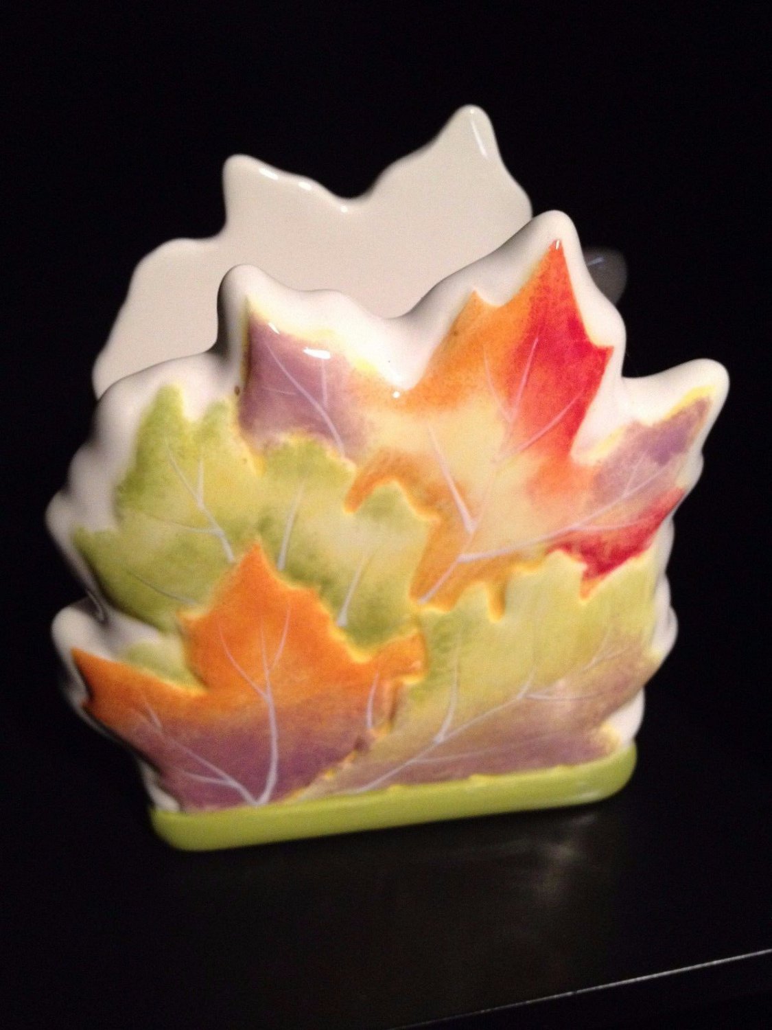 Essential Home Ceramic Leaf Napkin Holder Bright Autumn Colors tblmh1
