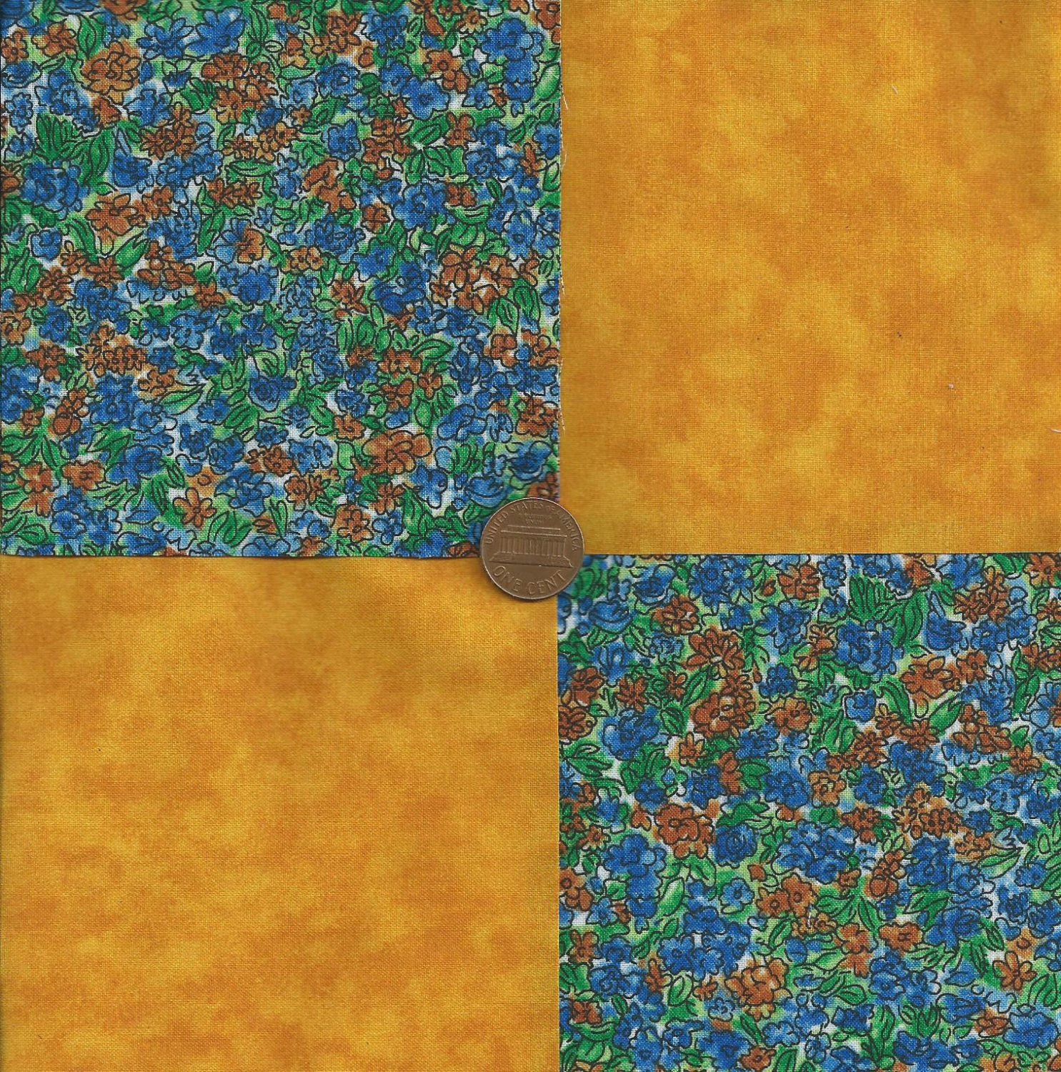 Miniature Golden Roses 4 inch Fabric Quilt Squares Craft Block rbx2