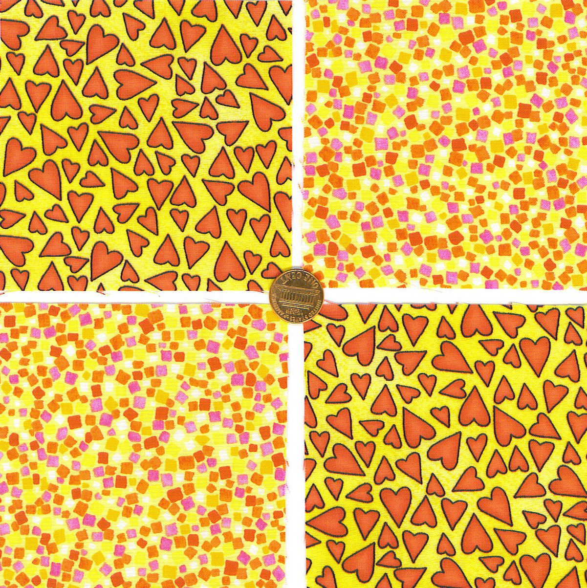 Checkered Hearts Bright Cotton Fabric Novelty Craft Quilt Squares ZF1