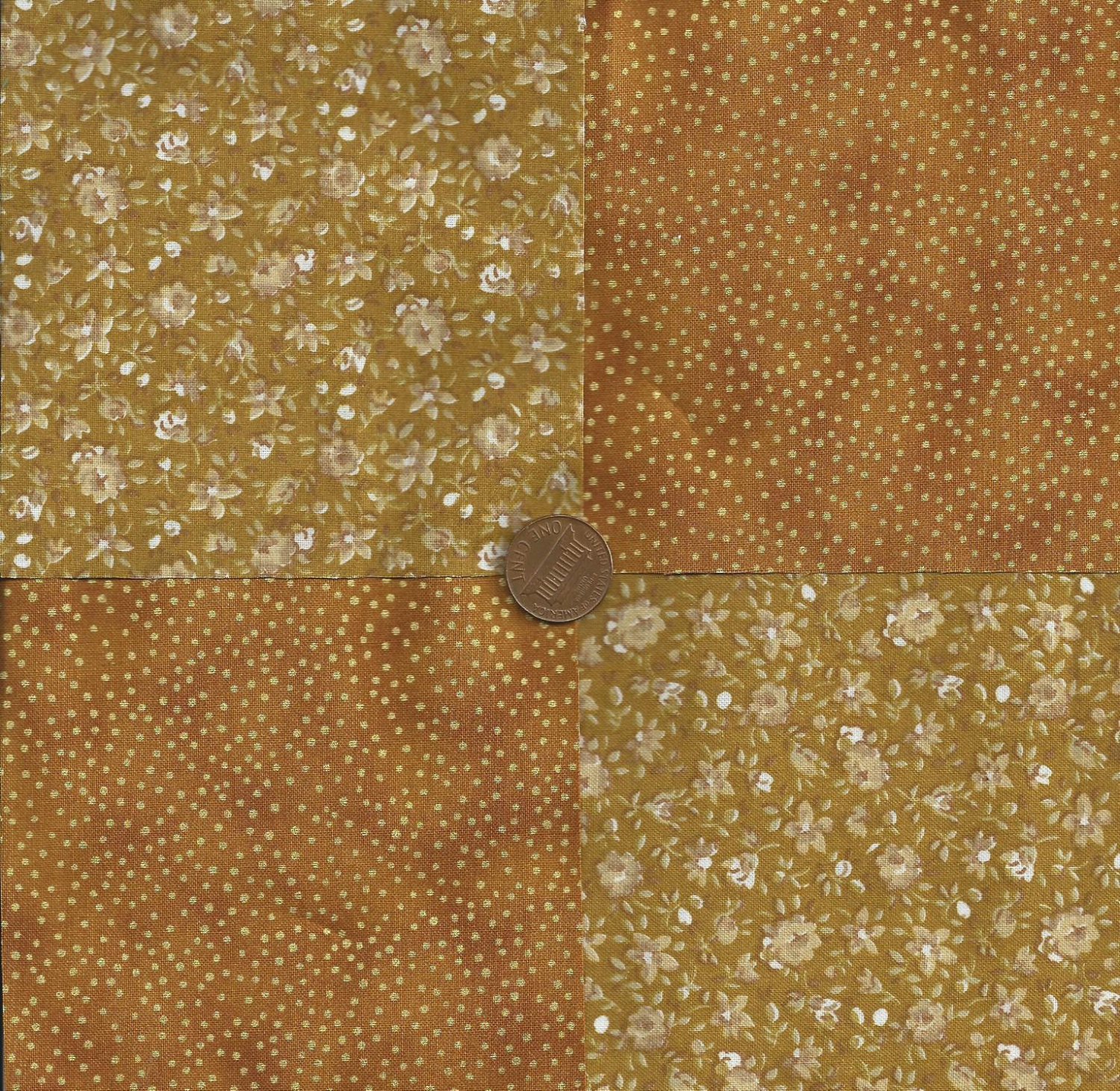 Prospecting for Gold in the Flower Bed 4" 4 inch Fabric Squares Blocks WZ1
