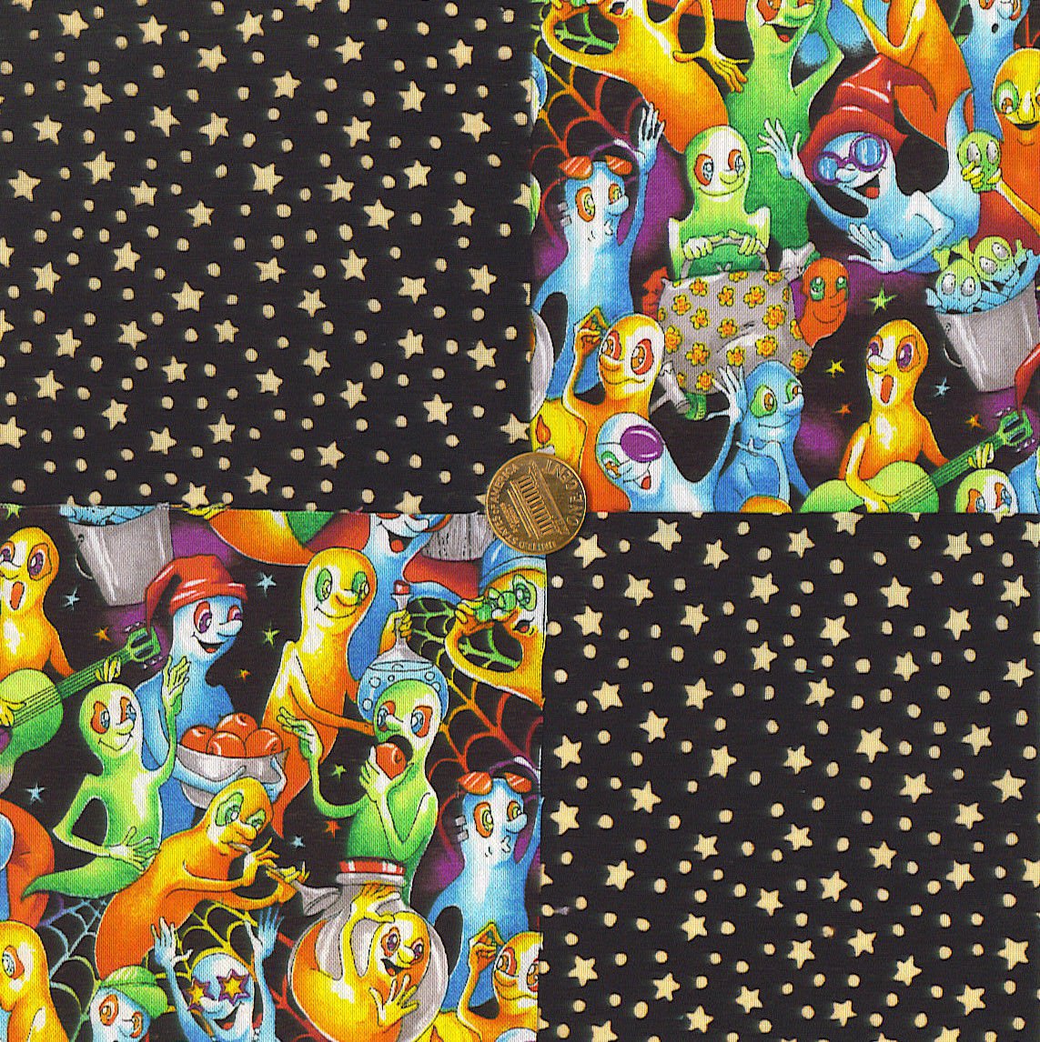Ghastly Ghosts and Moonlight Stars Cotton Novelty Craft  Fabric Squares  my8