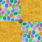 Colored Eggs and Golden Yolk  4 inch 100% Cotton Novely Fabric  Squares FS2