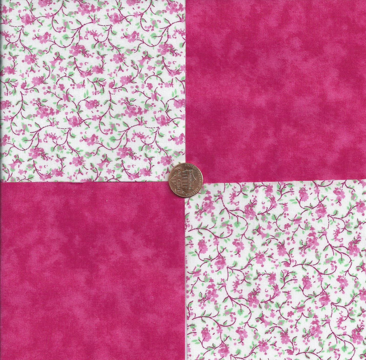 Flower Vine Pink Solid 100% Cotton Fabric Quilt Square Blocks kit EU