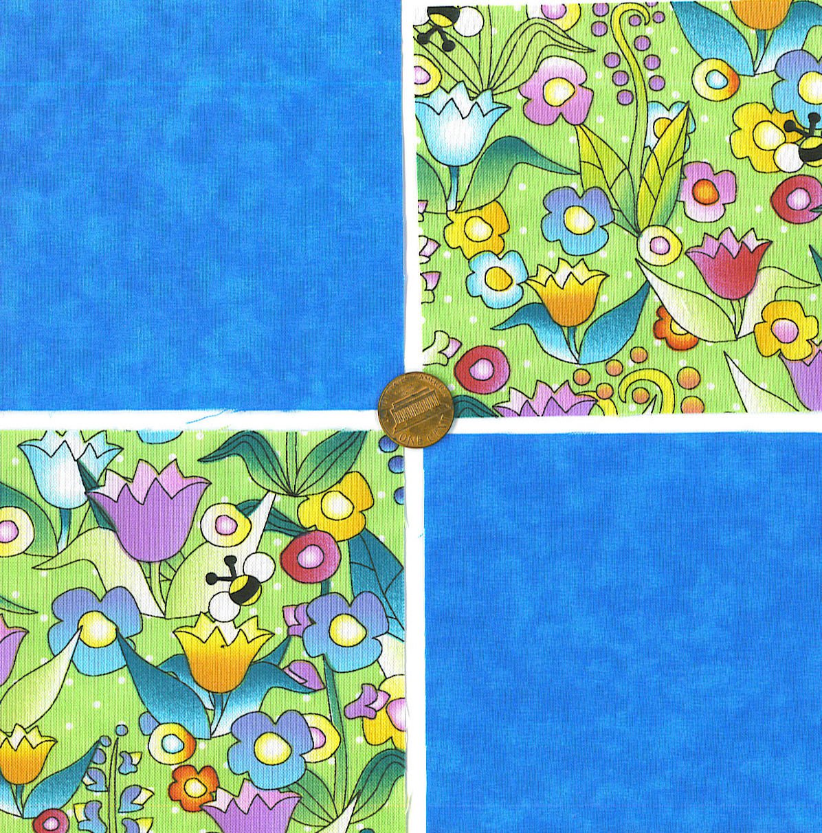 Simple Spring Flower Garden 4 inch 100 Cotton Novelty Fabric Quilt