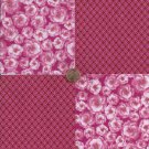 Roses on Pink  Red Circles 4 inch 100% Cotton Novelty Fabric Quilt Squares DE1