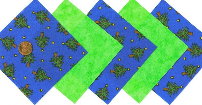 20 4 inch Christmas Tree Green Fabric Quilt Craft Squares 100% Cotton osr3