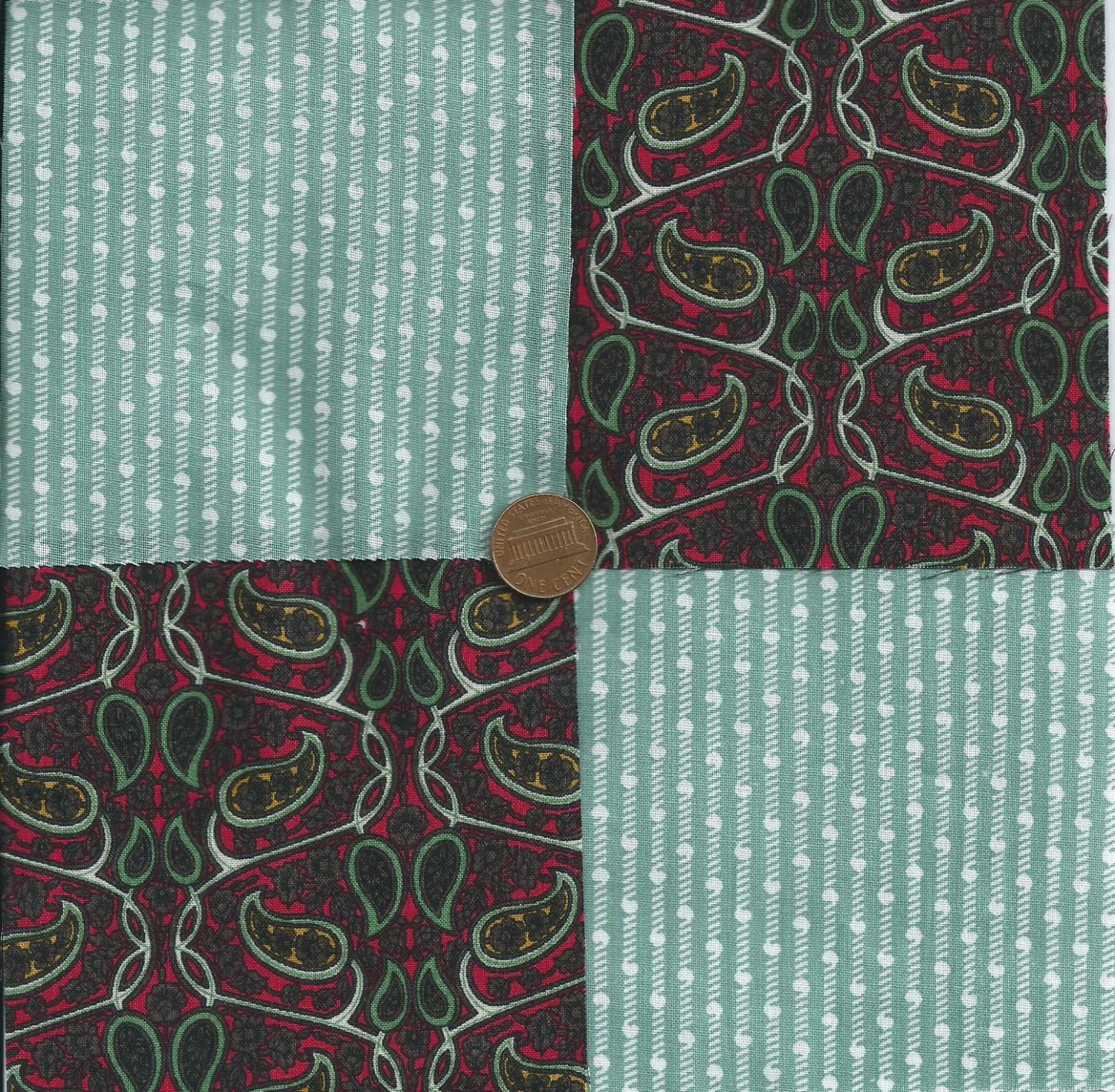 Paisley Flowers 4 inch Cotton Fabric Quilt Multi-Color Squares Block zk1