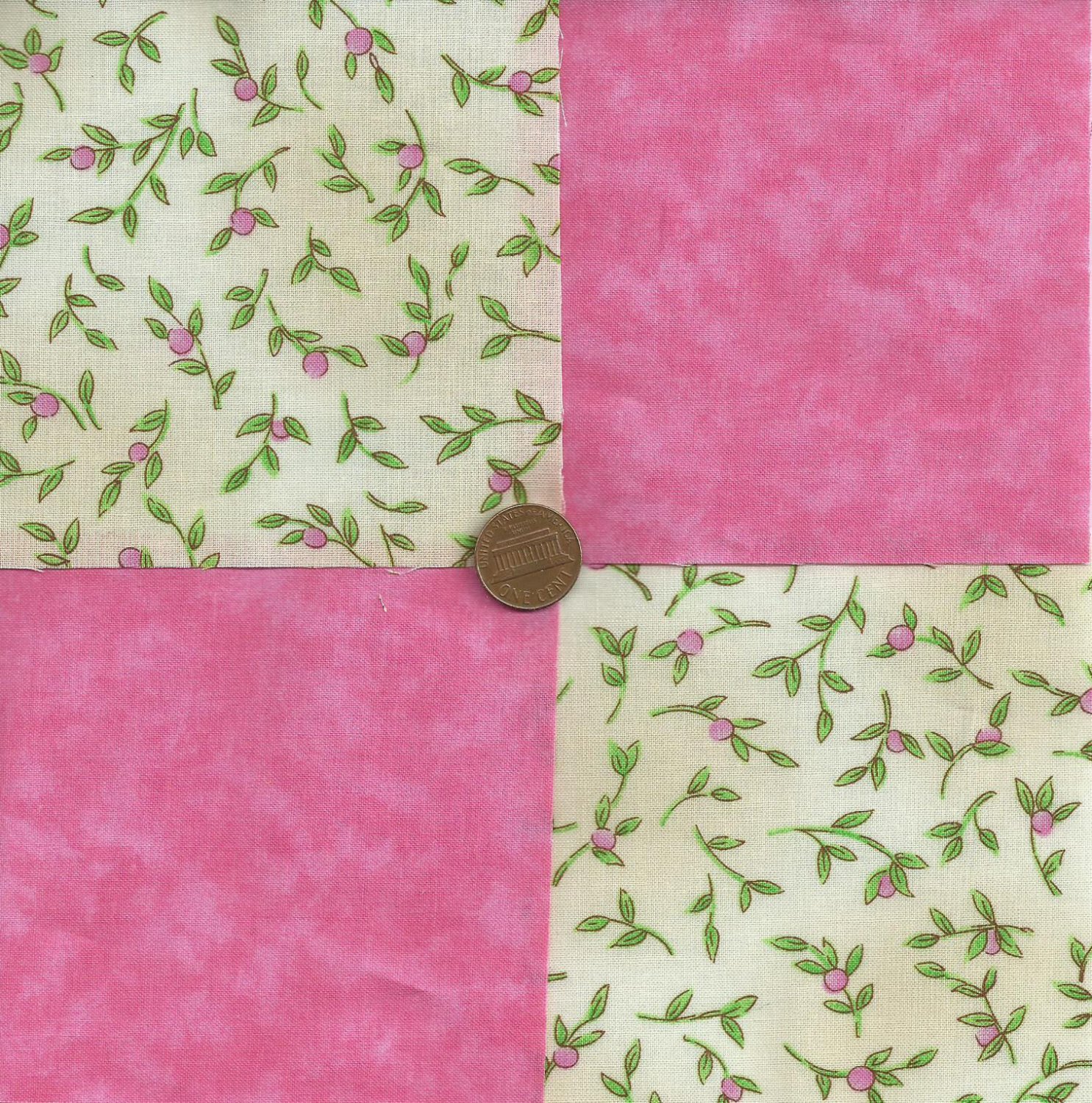 Tiny Pink Rosebud Rosebuds 4 inch Fabric Quilt Squares Block zk1