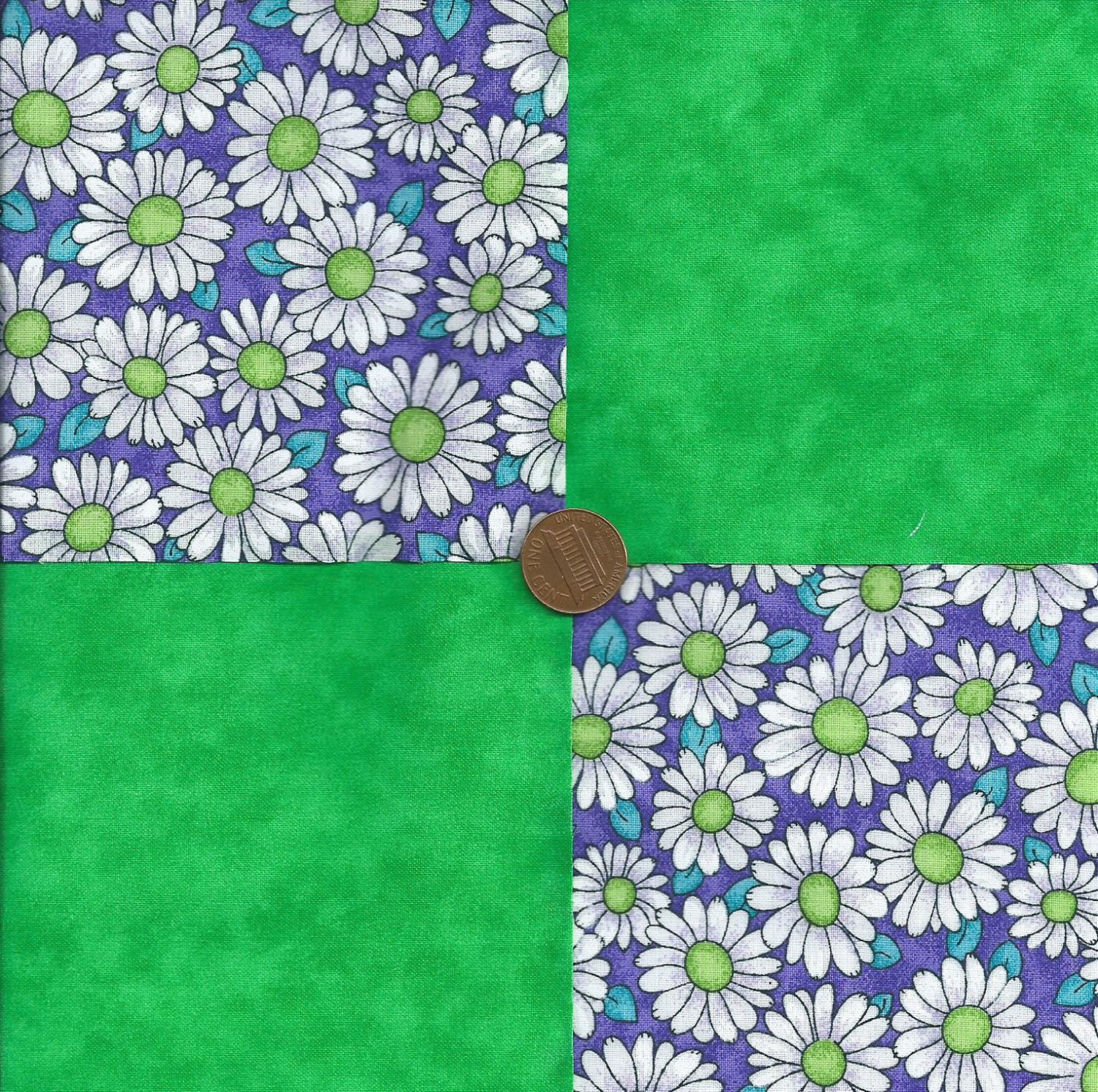 Daisies Bright Lime Green Fabric 100 Cotton Novelty Fabric Quilt zL1