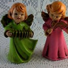 Vintage Angel Ornament Set of 2 Stands as Collectible as well Harp Accordian bs1