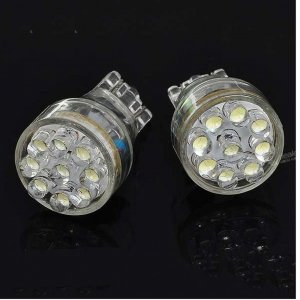 T15 White 9-LED Wedge Signal Light Bulbs - Pair (DC 12V)